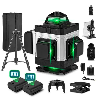 Produktbild von Laser-Wasserwaage Kreuzlinienlaser mit Stativ, 16 Line Laser Level IP54 Wasserwaage, Akku*2, mit Teleskopstativ