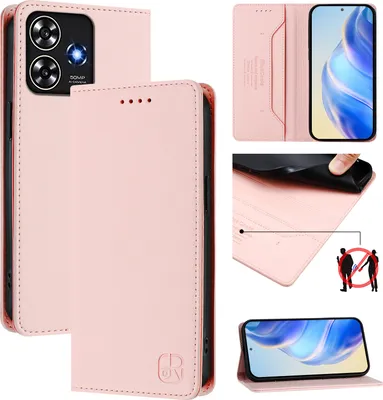 Produktbild von Lederhülle für ZTE Blade A73 4G Hülle Flip Brieftasche Kartenfächern Ständer Schutzhülle Pink