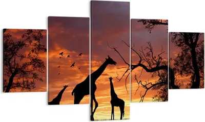 Produktbild von Bild auf Leinwand - Leinwandbild - Giraffe Afrika Sonne Safari - 125x70cm - Wand Bild - Wanddeko - Leinwanddruck - Bilder - Kunstdruck - Wanddekoration - Leinwand bilder - Wandkunst - EA125x70-0507