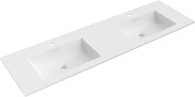 Produktbild von Mexen Otis Doppelwaschbecken zur Einlassung in die Arbeitsplatte 161 x 46,5 cm, weiß matt - 25181601D