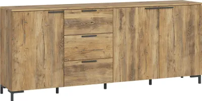 Productafbeelding van Alternatief voor een commode: zijtafel/dressoir 201x40x84 cm, kastanjehout, Breslau-stijl, 3 deuren (artikelnummer: 18853)