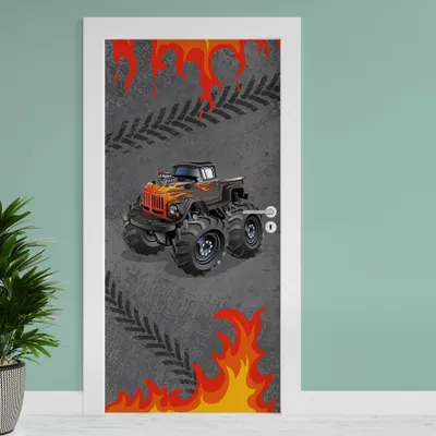 Produktbild von Türfolie "Monster Truck" 90x200cm Türposter Deko Aufkleber Folie Tapete TF04-14