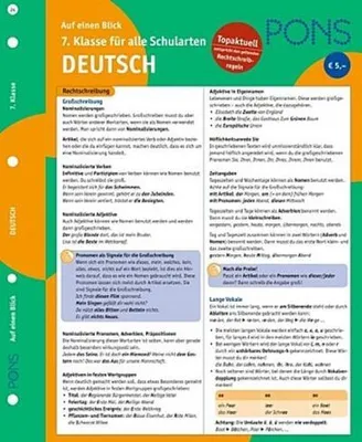 Immagine prodotto di PONS Deutsch auf einen Blick - 7. Klasse: kompakte Übersicht: Grammatik, Kommunikation, Wortschatz und Aussprache nachschlagen