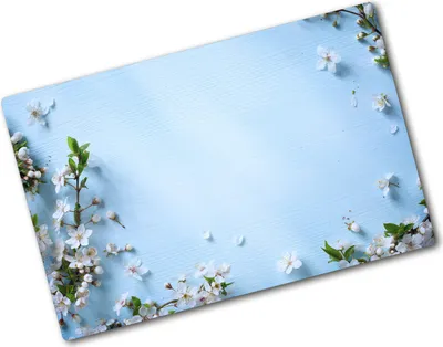 Produktbild von Tulup Glas Herdabdeckplatte - 80x52 cm - Glaskeramikkochfeld-Abdeckung Spritzschutz Glasabdeckplatte - Einteilig - Blumen & Pflanzen - Kirschblüten - Blau