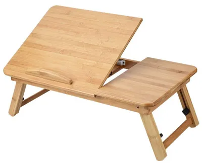 Imagen del producto de Solidchoice: Soporte ajustable para portátil de bambú, ideal para usar en la cama y el sofá