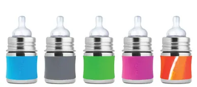 Produktbild von Pura Kiki Babyflasche mit Sauger, Edelstahl Sleeve Hülle, 150 ml, plastikfrei Aqua