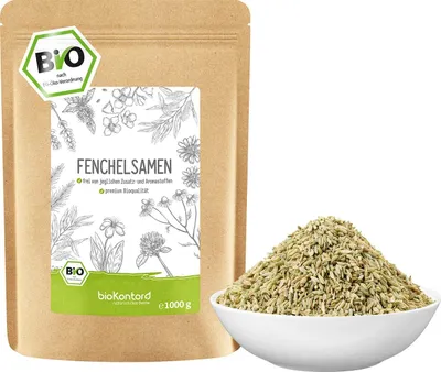 Produktbild von Fenchelsamen süß ganz 1000g I 100% natürlicher Fencheltee I Gewürz I beste Qualität von bioKontor