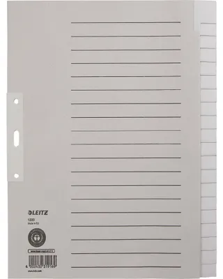 Produktbild von Leitz Register 12200085 blanko DIN A4 20teilig Papier grau