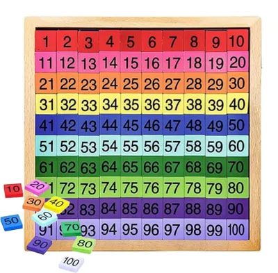 Immagine prodotto di Puzzle di matematica Montessori con numeri in legno da 1 a 100