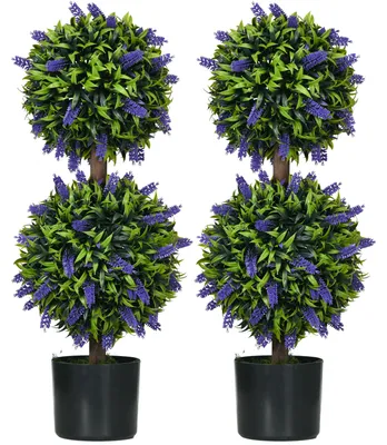 Productafbeelding van Set van 2 kunstplanten, UV-bestendige kunstplant in een bloempot, 70 cm kamerplant voor woonkamer en tuin.