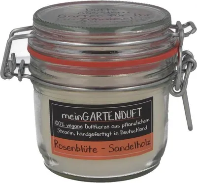 Produktbild von Candle Factory "Drahtbügelglas Mein Gartenduft, mit Rosenblüte-Sandelholz Duft"