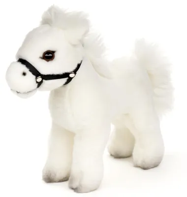 Image de Uni-Toys - Cheval, debout, blanc (sans selle) - 23 cm (longueur) - Peluche, animal en peluche – Cheval sans selle (blanc)
