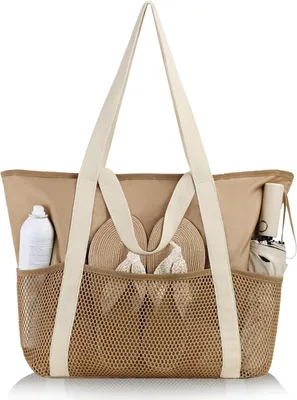 Produktbild von Strandtasche 1 Stück, Wasserdicht Und Sandfest Mit 6 Fächern, Blau Für Strand Schwimmbad Reisen