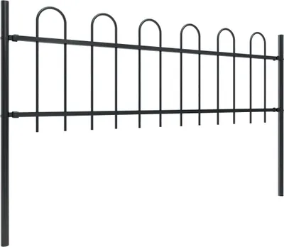 Obrázek produktu pro vidaXL Zahradní plot s kulatým obloukem ocelový 359 x 60 cm černý