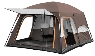 Image de Tente de camping, design à 2 pièces, tissu Oxford imperméable, couleur marron