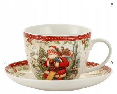 Produktbild von Domdekoracji Magnoble Weihnachtstasse Nikolaus mit Untertasse 400ml