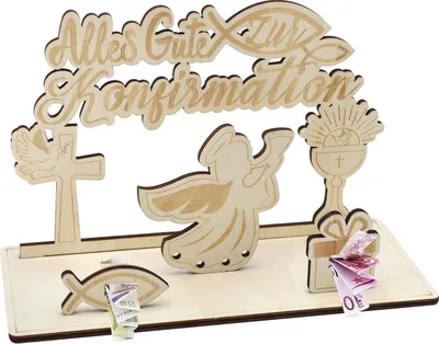 Produktbild von Kreatives Geschenk zur Konfirmation Engel aus Holz 25x11x11 cm