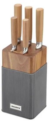 Produktbild von 6-Tlg. Messerset Mit Akazienholzblock, Edelstahl, Klausberg Kb-7983