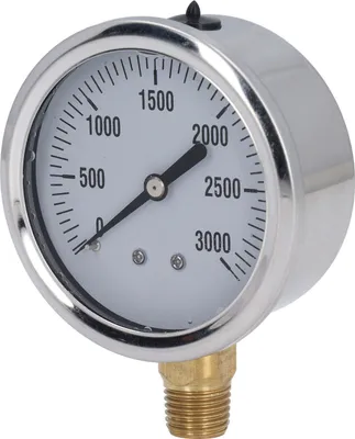 Produktbild von Flüssigkeit gefüllt Manometer 1/4in NPT Gewinde 2,5 Zoll Zifferblatt Edelstahl Druckmesser für Luft Wasser Öl 0?3000PSI