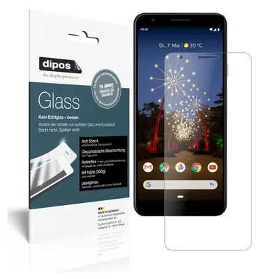 Produktbild von 2x Schutzfolie für Google Pixel 3a matt - Anti-Shock 9H Folie dipos Glass