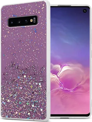 Produktbild von Cadorabo Hülle für Samsung Galaxy S10 4G Schutz Hülle in Lila Handyhülle TPU Etui Glitter Cover Case Glitzer