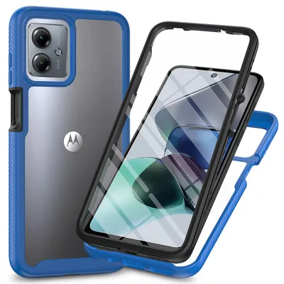 Immagine prodotto di Custodia per Motorola Moto G14, paraurti con protezione dello schermo incorporata Custodia protettiva a 360° blu navy