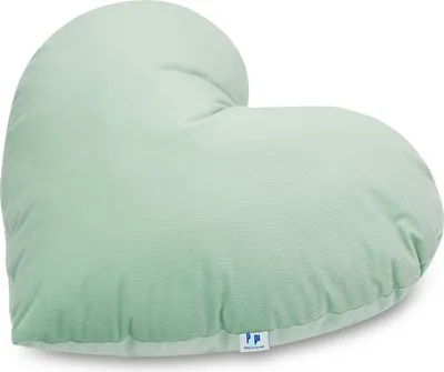 Produktbild von Pepi Kuschelkissen in Herz Form - Handgenäht Antiallergenes Herzkissen 48×43 cm - weiches Kinderkissen Dekokissen für Babys Plüschherz - Light Green