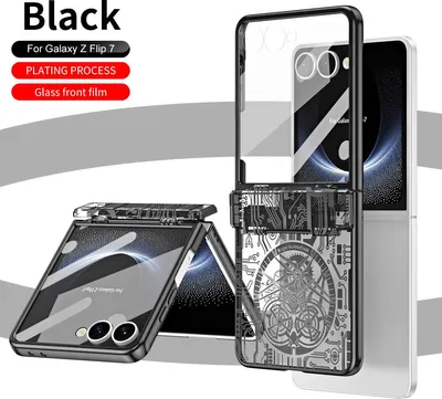 Immagine prodotto di Custodia per Samsung Galaxy Z Flip 7 custodia protettiva galvanizzata con protezione della cerniera Nero