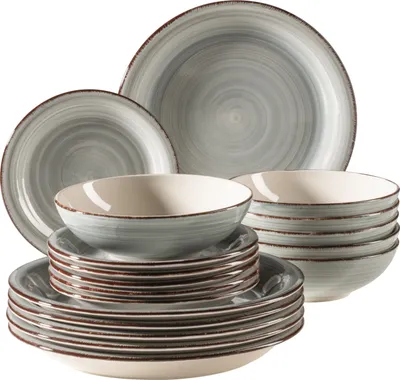 Produktbild von Mäser 931875 Tafelservice Lumaca für 6 Personen, Steinzeug, blau (1 Set, 18-teilig)