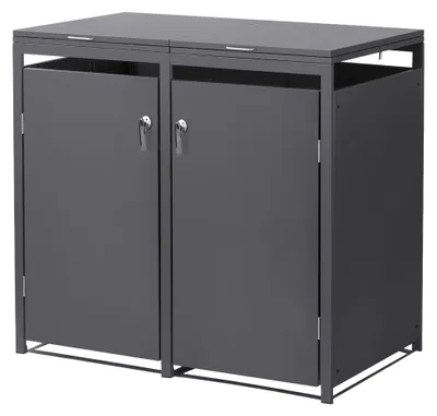 Produktbild von ML-Design Mülltonnenbox 2er für 2 Tonnen, 240L, 132x80x120 cm, Anthrazit, Stahl, wetterfest/abschließbar