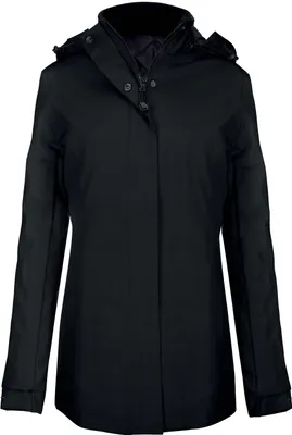 Produktbild von Kariban Damen Parka Winter Jacke Stepp Mantel Steppjacke Langejacke, Größe:2XL, Farbe:Schwarz