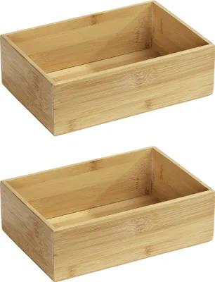 Produktbild von WENKO 2er Set Aufbewahrungs Box Holz Kiste Ordnung Bambus TERRA Bad Küche WC