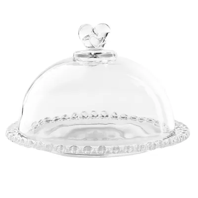 Produktbild von Glasplatte mit Haube AMORA 19,5 cm – Servierplatte für Kuchen, Desserts, Käse, stilvoll und praktisch