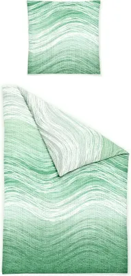 Produktbild von JACK by Bierbaum Seersucker Bettwäsche 135x200cm 2 tlg. Wellen Linien Grün Hellgrün