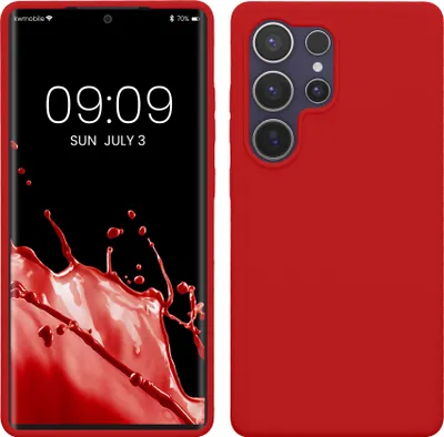 Produktbild von kwmobile Hülle kompatibel mit Samsung Galaxy S25 Ultra Hülle - Silikon Handy Case - Handyhülle weiche Oberfläche - kabelloses Laden - Klassisch Rot