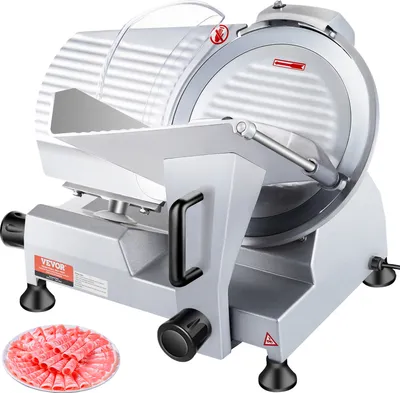 Produktbild von VEVOR Kommerzieller Fleisch Allesschneider 240 W, Elektrische Aufschnittmaschine Lebensmittelschneider mit 25,4 cm-Kohlenstoffstahlklinge, 0–12 mm Einstellbare Dicke für Fleisch, Käse, Gemüse usw.