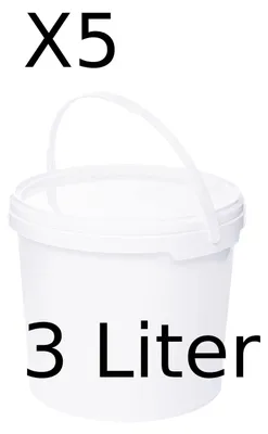 Produktbild von BenBow Eimer mit Deckel 3L x5 Weiß - lebensmittelecht, stabil, luftdicht, auslaufsicher, geruchsneutral - Plastikeimer mit Henkel - leer
