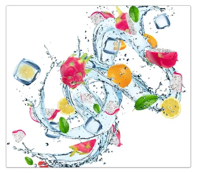 Produktbild von Spritzschutz Herdabdeckplatte Schneidebrett aus Glas Früchte im Wassersplash 1-Teilig (60x52cm)