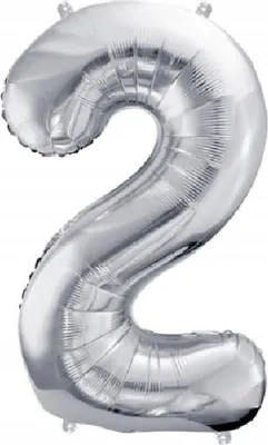 Produktbild von CYFRA BALON 2: Zwei silberne Folienballons in Form von Zahlen, Größe 100 cm, für Geburtstage