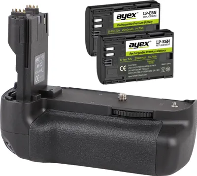 Produktbild von Batteriegriff Set für Canon EOS 7D + 2x LP-E6N Akku Hochformatgriff Akkugriff wie BG-E7
