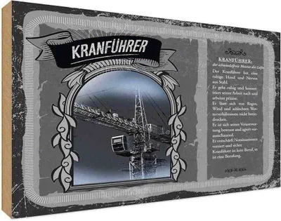 Produktbild von vianmo Holzschild 20x30 cm Kranführer 2 Beruf Arbeit