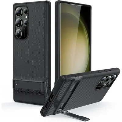 Produktbild von Hülle mit Ständer für Samsung Galaxy S23 Ultra, 3 Standmodi, Militärnorm Sturzschutz, Schwarz