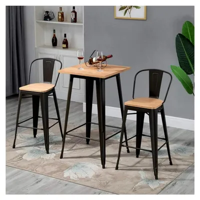Produktbild von Stehtisch aus Holz und Metall, quadratisch, 60 x 60 x 110 cm, für 2 bis 6 Personen