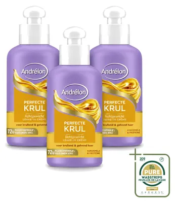 Zdjęcie produktu dla 3 sztuki kremu do włosów Andrélon Perfecte Krul, krem bez spłukiwania - 200 ml - zestaw ekonomiczny