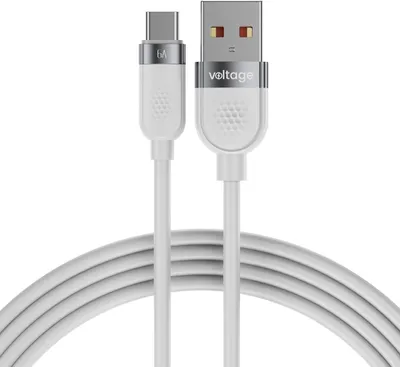 Productafbeelding van Voltage USB-A naar USB-C siliconenkabel, 66W PD, 1 meter, wit
