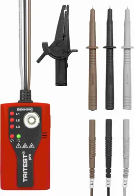 Produktbild von Benning Drehfeldrichtungsanzeiger, Phase, Hochleistungs-LED-Taschenlampe, 1 Stk.