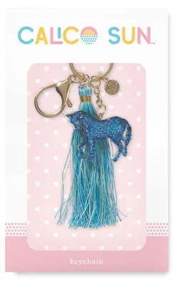 Image de Calico Sun Porte-clés licorne scintillante avec pompon