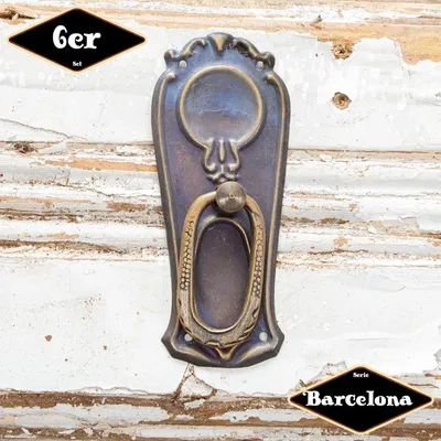 Produktbild von Schubladengriff,Serie "Barcelona",6er Pack | Eisen in Messing pat. | H9,9xB3,4cm