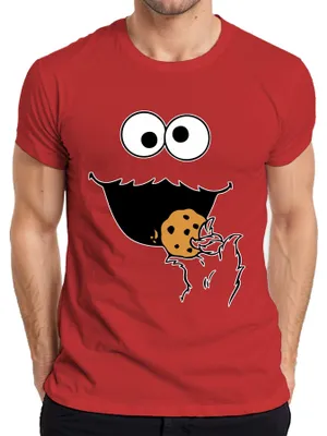 Productafbeelding van Keksmonster, grappig T-shirt voor heren, carnaval, vastenavond, rood, maat XL
