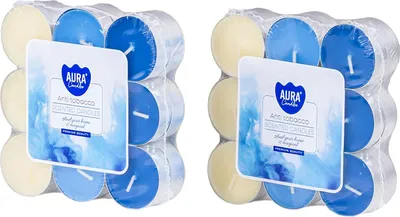 Produktbild von 36 Kerzen Duft Teelichter 2x18 Stück Anti Tabak Duftkerzen Frische Aroma Tischdeko